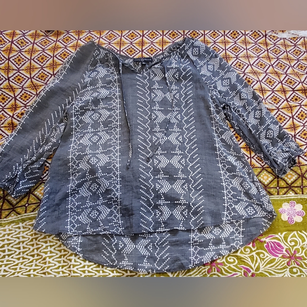 Sheer Bohemian Printed Blouse by Fred David Size M
